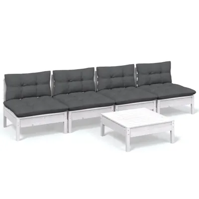 Produktbild von vidaXL 5-tlg. Garten-Lounge-Set mit Anthrazit Kissen Kiefernholz