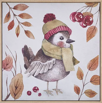 Produktbild von BELIANI Leinwandbild Mehrfarbig Stoff Canvas MDF-Platte 63x63cm Quadratisch mit Schattenfugenrahmen Vogelmotiv Tiermotiv Modern Wohnzimmer Schlafzimmer