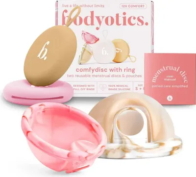 Produktbild von Menstruationsscheiben, Bodyotics Comfydisc Wiederverwendbar, 2 Stück, Pink & Beige