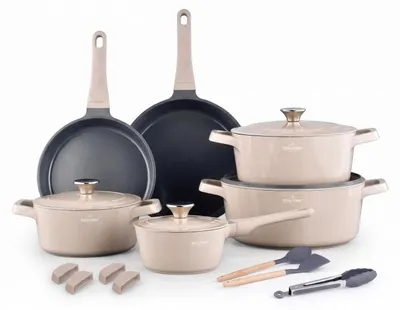 Image de Batterie de cuisine 17 Pièces Tous feux dont induction Beige Swiss Haus SH-ZL3017BE