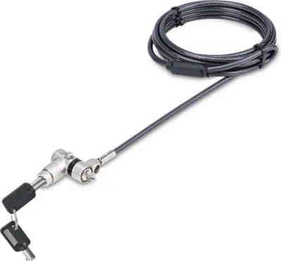Immagine prodotto di StarTech.com Cavo di Sicurezza Universale per Laptop (2m), Dispositivo di Blocco per Notebook Compatibile con Noble Wedge/Nano/K-Slot, Serratura con Chiave, Cavo Acciaio al carbonio Antifurto Resistente al Taglio