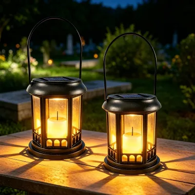 Obrázek produktu pro Sada 2 solárních luceren pro venkovní použití s LED svíčkou