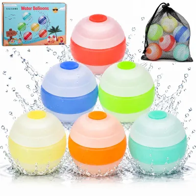 Produktbild von Omgoods – Set mit 6 wiederverwendbaren Wasserbomben mit Netzbeutel