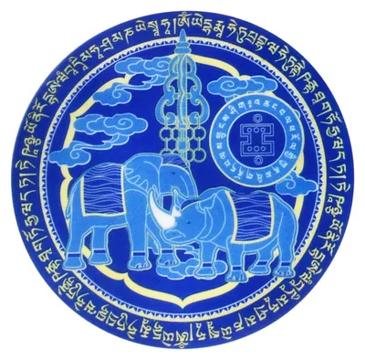 Produktbild von Wandaufkleber Elefant und Nashorn - 5 Stück - Feng-Shui Motiv für Fenster und Wohnbereich - Blau