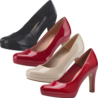 Produktbild von Tamaris Damen Pumps Lack Plateau rund hoher Blockabsatz 1-22426-20, Größe:40 EU, Farbe:Schwarz