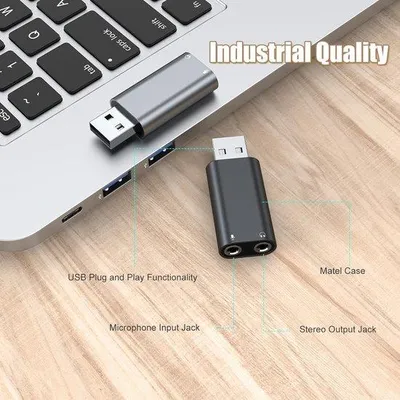 Produktbild von USB-Aux-Adapter für externe Stereo-Lautsprecherkarten, USB-Adapter für Headset-Anschluss, für Headsets, Mac, Linux, Laptops, Desktops, Dockingstations