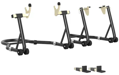 Obrázek produktu pro Stojan pro motocykly – univerzální zvedák pro přední a zadní část – nosnost 390 kg – pro údržbu a skladování – univerzální použití – černá barva