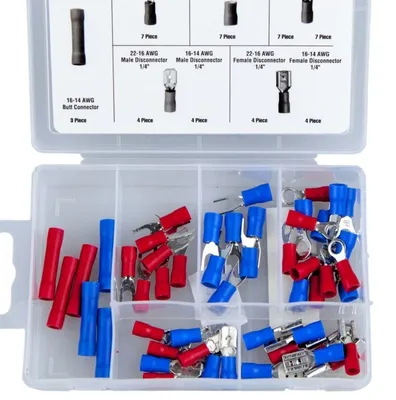Produktbild von Kabelschuhe 50tlg. Flachsteckhülsen Ringkabelschuhe Gabelstecker