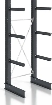 Produktbild von STIER Kragarmregal schraubbar einseitig 1 Feld mit 3 Ebenen 1280x2550x800mm
