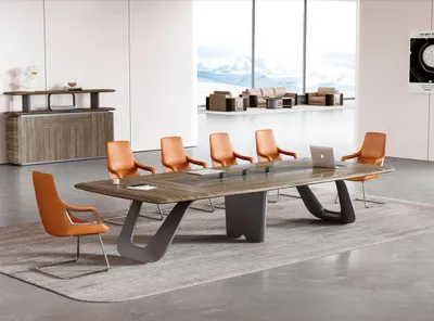 Immagine prodotto di Tavolo da conferenza lungo marrone Tavolo da lavoro di design Mobili da ufficio moderni