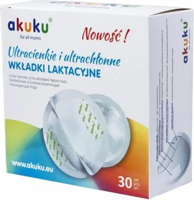 Zdjęcie produktu dla Akuku Chłonne Wkładki Laktacyjne Ultracienkie 30szt.