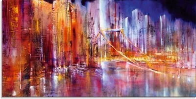 Produktbild von ARTland Glasbild Stadtansicht II Größe: 100x50 cm