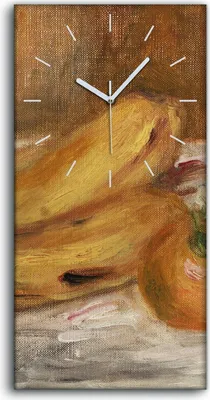 Produktbild von Wanduhr Bürouhr Leinwand Bild 30x60 Gemälde Früchte Orangen Bananen Kunst - weiße Hände