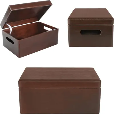 Immagine prodotto di Creative Deco Grande Marrone Scatola in Legno Porta Oggetti | 30x20x14cm con Coperchio e Maniglie | Contenitore Cassetta per Decorare, Portagiochi