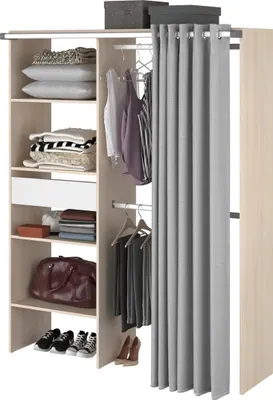 Produktbild von Kleiderschrank Bari 2 in Akazie von Parisot mit grauem Vorhang