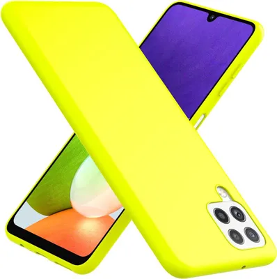 Produktbild von NALIA Bunte Neon Silikonhülle für Samsung Galaxy A22, Intensive Farbe Rutschfest Samtig Gummiert Gelb