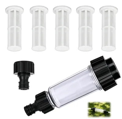 Wasserfilter Gartenschlauch 3/4 Zoll, Vorfilterset mit 5 Filtereinsätzen