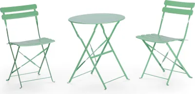 Produktbild von Runder Tisch mit Stühlen Rebecca Mobili Daflah 71x60x60 Stahl Grün Modern SET 3 stk