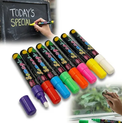 Produktbild von Kreidemarker abwischbar 8 Farben für Tafel Fenster Aufsteller Marker Stifte