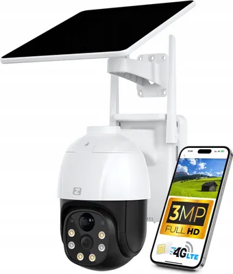 Zdjęcie produktu dla Kamera solarna GSM 3MP z akumulatorem i panelem 7W, bezprzewodowa, Zintronic