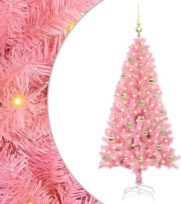 Produktbild von vidaXL Weihnachtsbaum mit 150 LEDs mit Ständer Rosa 150 cm PVC