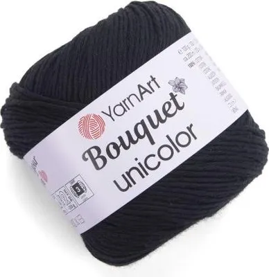Produktbild von YarnArt Bouquet Unicolor 3202 Baumwollgarn, Schwarz, Atmungsaktiv & Weich, 100g/200m