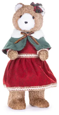 Productafbeelding van Decoratie MagicHome, Kerst, beer met rode jurk, 18x22x41 cm