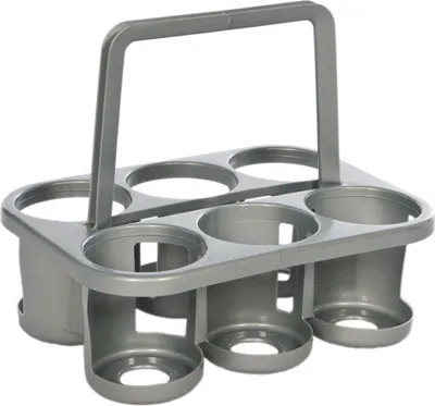 Image de Novaliv Porte-bouteilles 6 bouteilles - Support stable - Panier à boissons plastique, empilable, 32x23x28cm ARGENT - Idéal pour la cuisine et la cave - Panier à boissons Porte-bière Porte-bouteilles