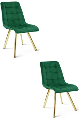 Imagen del producto de Sillón verde CIEZA de terciopelo, con patas doradas, juego de 2 unidades, ideal para el salón