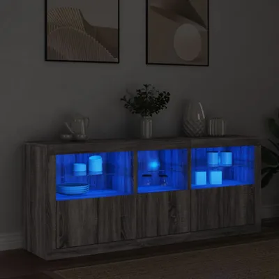 Produktbild von vidaXL Sideboard mit LED-Leuchten Grau Sonoma 162x37x67 cm