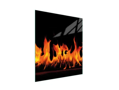 Produktbild von Glasschneidebrett FEUER 45x52 cm, gehärtetes Glas, hitzebeständig, hygienisch, leicht zu reinigen