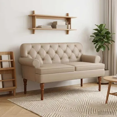 Produktbild von Möbel Zweisitzer mit Knopfheftung Cappuccino 120 x 65 x 77 cm - Gartenbänke CC1392