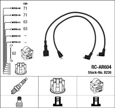 Produktbild von NGK 8230 Zündkabelsatz Zündleitungssatz für ALFA ROMEO 33 (907A) 33 (905) 33 Sportwagon (905A)