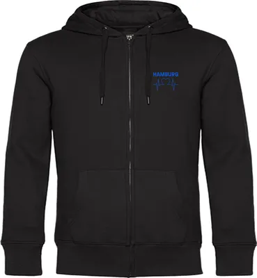 Produktbild von multifanshop Kapuzen Sweatshirt Jacke - Hamburg - Herzschlag, schwarz, Größe 3XL
