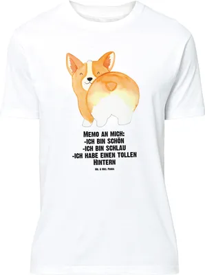 Produktbild von Mr. & Mrs. Panda Tshirt Corgi Po - Weiß - Geschenk, Oversize T-Shirt, Corgie, Hund, mit Spruch, große Größen, Selbstliebe, Lustiges, Sprüche, Positiv