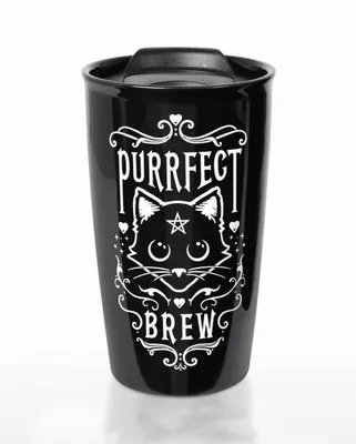 Produktbild von Purrfect Brew Gothic Reise-Kaffeebecher für unterwegs