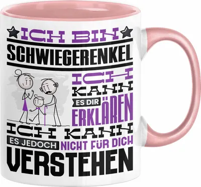 Produktbild von Schwiegerenkel Geschenk Kaffee-Tasse Geschenkidee für Schwiegerenkel Ich Bin Schwiegerenkel Ich Kann Es Dir Erklären Jedoch Nicht Für Dich Verstehen Spruch Lustig (Rosa)