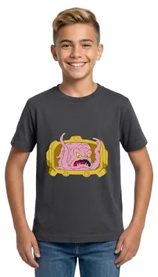 Produktbild von Spreadshirt Teenage Mutant Ninja Turtles Krang Bösewicht Teenager T-Shirt, 152/164 (12-14 Jahre), Dunkelgrau