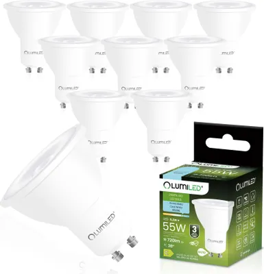 Produktbild von LUMILED GU10 LED Lampe PAR16 Leuchtmittel  5,2W Ersetzt 55W Halogenlampen 720lm 6500K Kaltweiß Lampe 38° Abstrahlwinkel 10er Pack Energieeffizient Nicht dimmbar Komfortlicht Spotbeleuchtung
