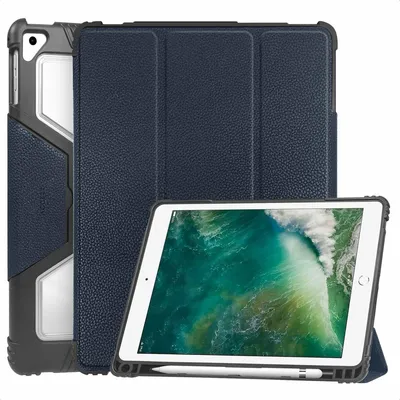 Produktbild von Accezz Rugged Trifold Klapphülle iPad 6 (2018) 9.7 Zoll / iPad 5 (2017) 9.7 Zoll / Air 2 (2014)/Air 1 (2013) - Dunkelblau