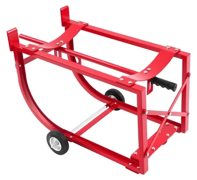 Immagine prodotto di Carrello per fusti - Carrello di trasporto - 4 ruote - Acciaio - Portata 272 kg - Per fusti da 208 L/55 galloni - Dimensioni 75,33×42,5×54,13 cm - Rosso