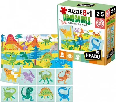 Produktbild von Headu Puzzle 8+1 Dinosaurs