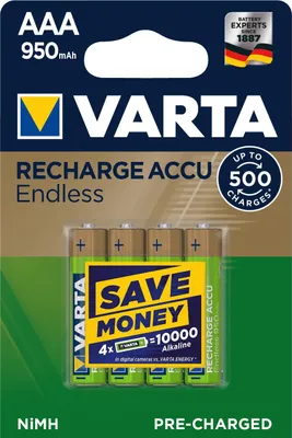 Produktbild von Varta Recharge Accu Endless AAA 950mAh 4er