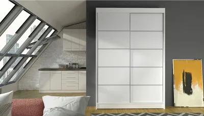 Obrázek produktu pro Posuvná šatní skříň 120 cm SAMANRE 4 - bílá