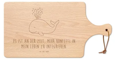Produktbild von Mr. & Mrs. Panda Brett Wal Konfetti - Transparent - Geschenk, schneidbrett, Frühstücksbrettchen, Schneidebrett, buche, Diät, Meer, Trennung, Brotzeitbrett, Abnehmen