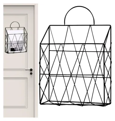 Produktbild von Wandbriefhalter – Zeitungsregal aus Metalldraht, zur Wandmontage, für Zeitschriften, Büro, Zuhause und Klassenzimmer