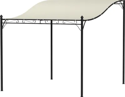 Produktbild von 2,5 x 3 m Pergola, Wandmontierter Garten-Pavillon, wasserbeständig, Metallrahmen, Ablauflöcher, Schattendach, Cremeweiß