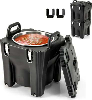 Produktbild von GOPLUS 30L Isolierter Lebensmittelbehälter mit Rollen mit Bremsen, Isolierbox stapelbar, Schnallenabdeckung & Griffe, Thermobox Kühlbox