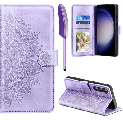 Productafbeelding van Kunstleren hoesje voor de Samsung Galaxy S23 5G Flip, met kaarthouder, magneetsluiting, standfunctie, in lichtpaars