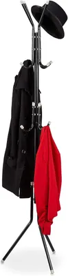 Immagine prodotto di Appendiabiti a colonna - Metallo - 12 ganci - 180 x 44 x 39 cm - Autoportante - Stabile - Portaabiti - Nero